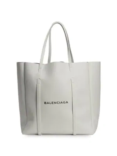 Shop Balenciaga Small Everyday Leather Tote In Blanc