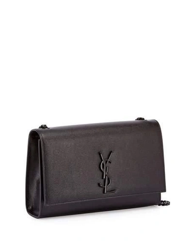 Shop Saint Laurent Kate Medium Ysl Crossbody Bag In Grained Leather In Black