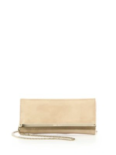 Shop Jimmy Choo Milla Patent Leather & Suede Clutch In Nude