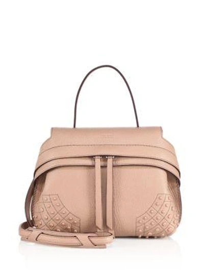 Shop Tod's Wave Mini Gommini Leather Satchel In Pale Pink