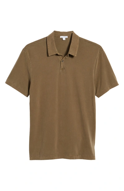 Shop James Perse Slim Fit Sueded Jersey Polo In Earth