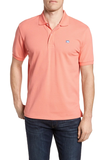 Shop Southern Tide 'skipjack Micro Pique' Stretch Cotton Polo In Shell Pink