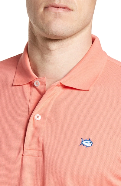 Shop Southern Tide 'skipjack Micro Pique' Stretch Cotton Polo In Shell Pink