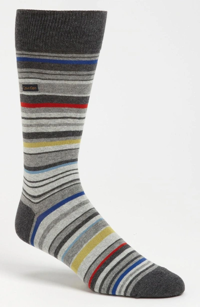 Shop Calvin Klein Multistripe Emblem Socks In Frost Grey