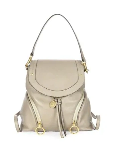 Shop See By Chloé Olga Large Leather Backpack In Motty Grey