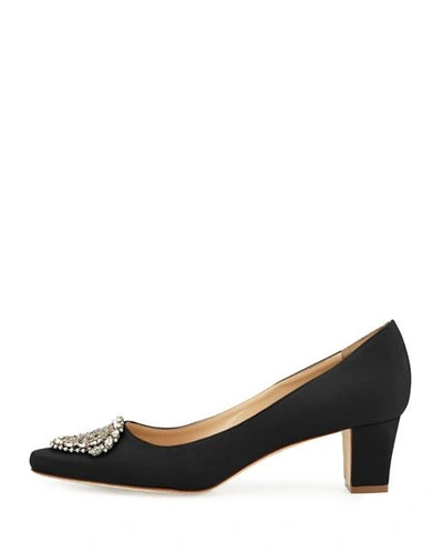 Manolo Blahnik Okkato Low-heel Crepe Pumps, Black In Black