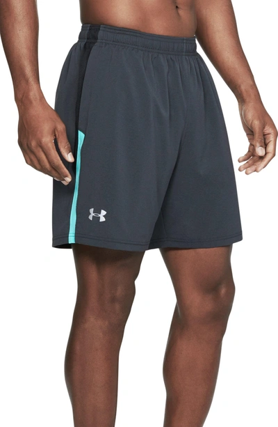 Shop Under Armour Launch Running Shorts In Black Heather/ Mint