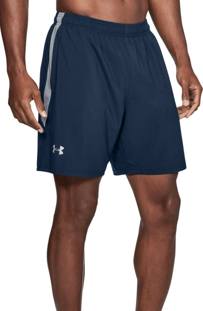 Shop Under Armour Launch Running Shorts In Academy/ Steel/ Reflective