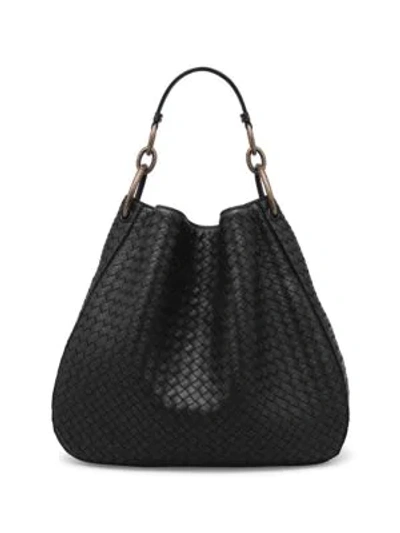 Shop Bottega Veneta Woven Nappa Leather Hobo Bag In Black