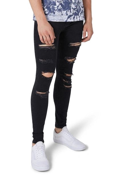 Topman Skinny Spray On Ripped Jeans In Black | ModeSens