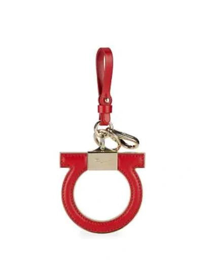Shop Ferragamo Omega Leather Keychain In Red