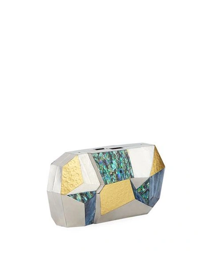 Shop Rafe Vivienne Faceted Shell Minaudiere Clutch Bag In Multi