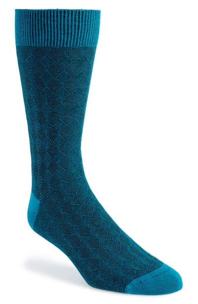 Shop Ted Baker Diamond Textured Socks In Teal