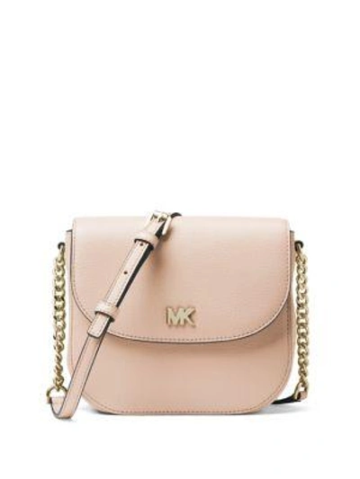 Shop Michael Michael Kors Half Dome Leather Crossbody Bag In Soft Pink