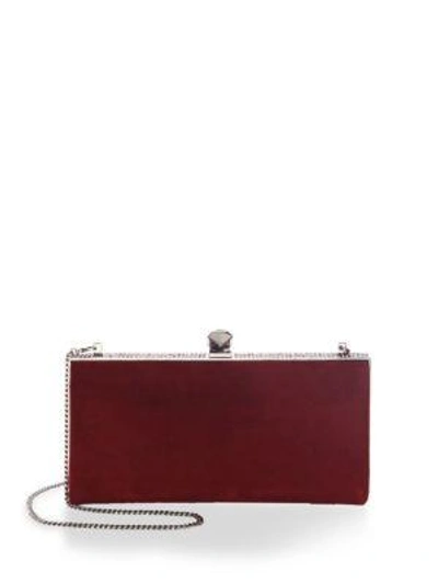 Shop Jimmy Choo Celeste Crystal And Suede Clutch In Vino