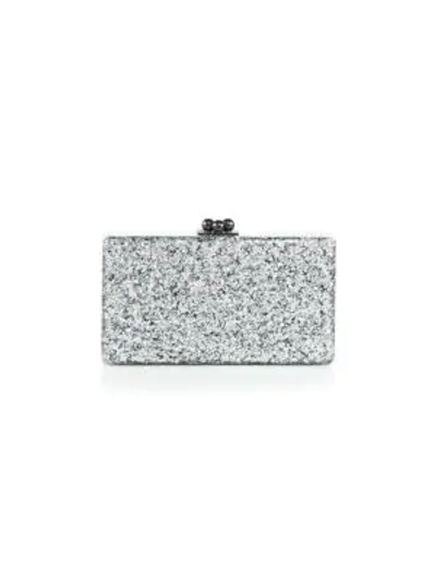 Shop Edie Parker Women's Jean Glitter Acrylic Box Clutch In Silver