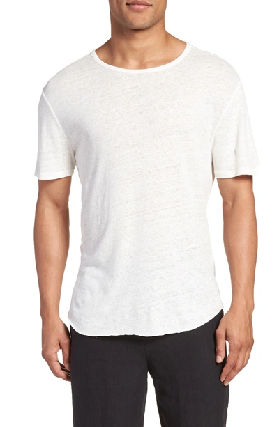 Shop Vince Raw Hem Linen & Cotton T-shirt In Leche