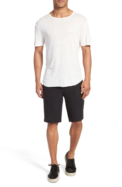 Shop Vince Raw Hem Linen & Cotton T-shirt In Leche