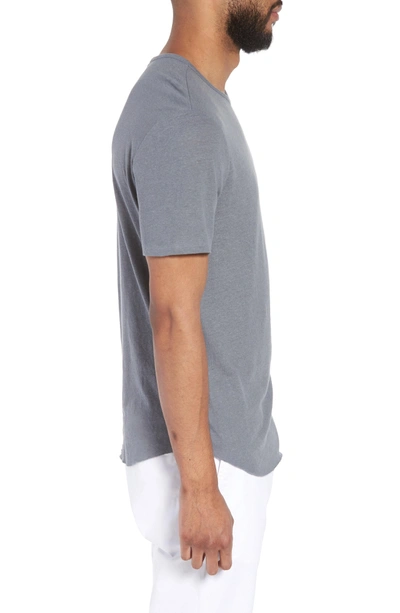 Shop Vince Raw Hem Linen & Cotton T-shirt In Silver