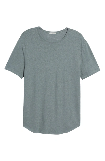 Shop Vince Raw Hem Linen & Cotton T-shirt In Silver
