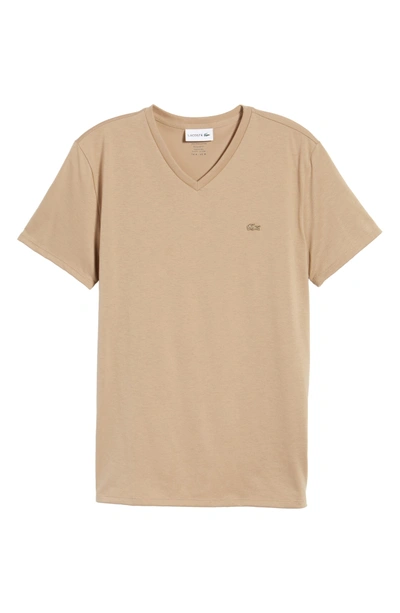 Shop Lacoste Pima Cotton T-shirt In Kraft Beige