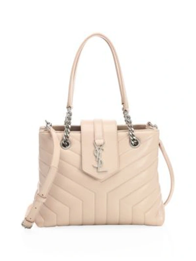 Shop Saint Laurent Small Lou Lou Leather Shopping Bag In Marble Pink