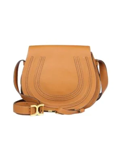 Shop Chloé Medium Marcie Leather Saddle Bag In Tan