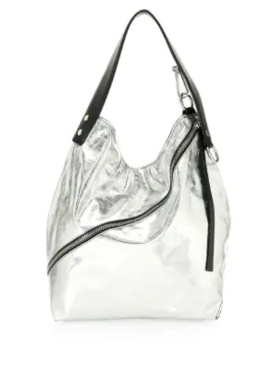 Shop Proenza Schouler Medium Metallic Leather Hobo Bag In Silver