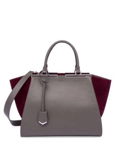 Shop Fendi 3 Jours Leather & Suede Shopper Bag In Carbone