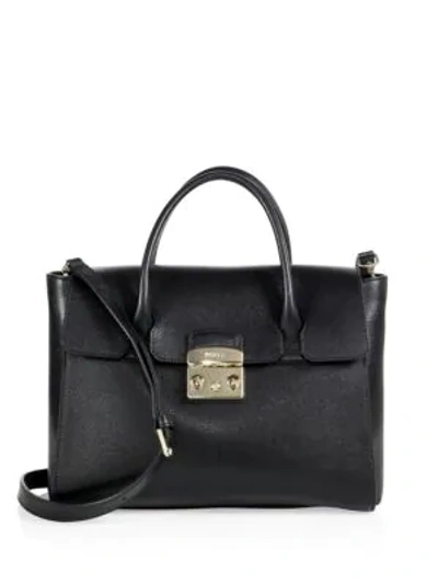 Shop Furla Medium Metropolis Leather Satchel In Onyx