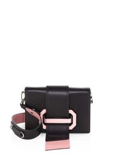 Shop Prada City Two-tone Leather Crossbody Bag In Nero