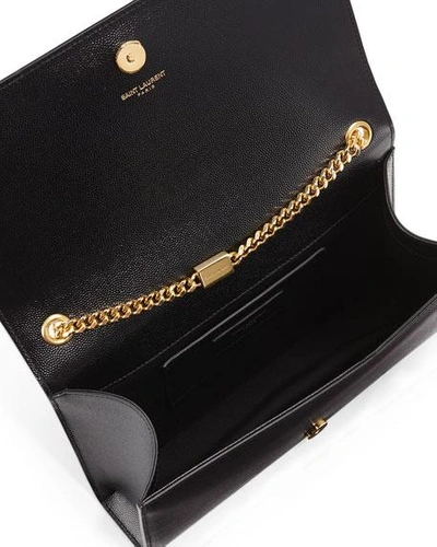 Shop Saint Laurent Kate Medium Ysl Crossbody Bag In Grained Leather In Black