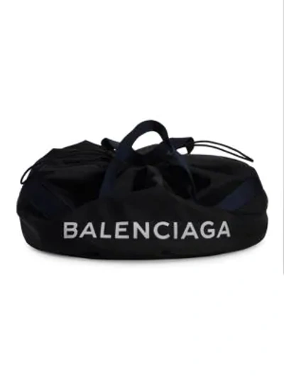 Shop Balenciaga Small Wheel Logo Weekender Bag In Noir Navy