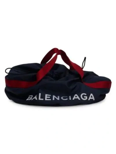 Shop Balenciaga Small Wheel Logo Weekender Bag In Navy Rouge