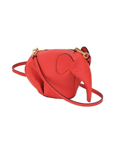 Shop Loewe Mini Elephant Leather Crossbody Bag In Red