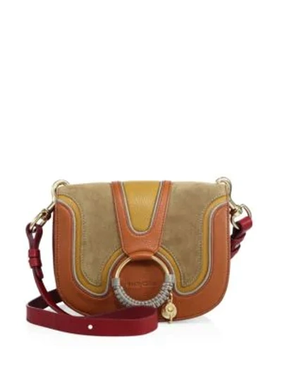 Shop See By Chloé Hana Multicolor Leather & Suede Crossbody Bag In Caramel