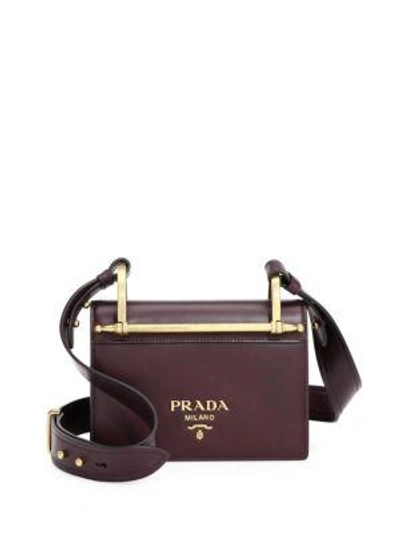 Shop Prada Pattina Leather Shoulder Bag In Cordovan
