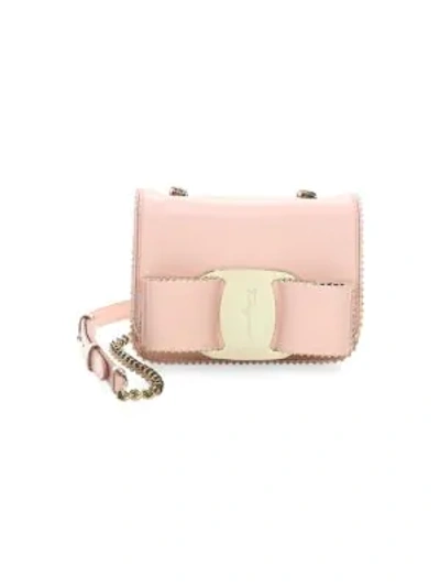 Shop Ferragamo Mini Vara Leather Crossbody Bag In Pink
