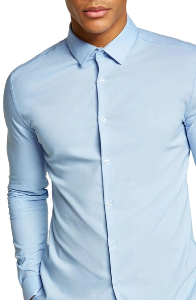 Shop Topman Muscle Fit Dress Shirt In Light Blue