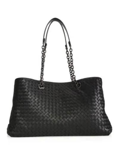 Shop Bottega Veneta Intrecciato Leather Top-handle Bag In Matit Brun