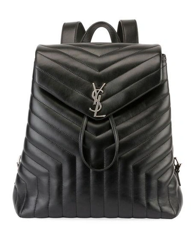 Shop Saint Laurent Loulou Monogram Ysl Medium Quilted Leather Backpack In Black