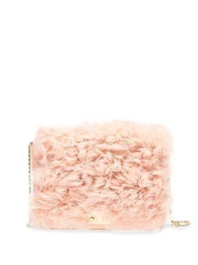 Shop Loeffler Randall Lock Shearling Chain Shoulder Bag In Pale Pink