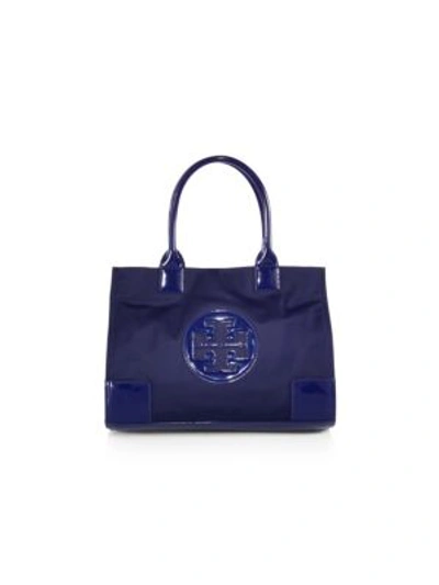 Shop Tory Burch Ella Mini Faux Leather Tote In French Navy