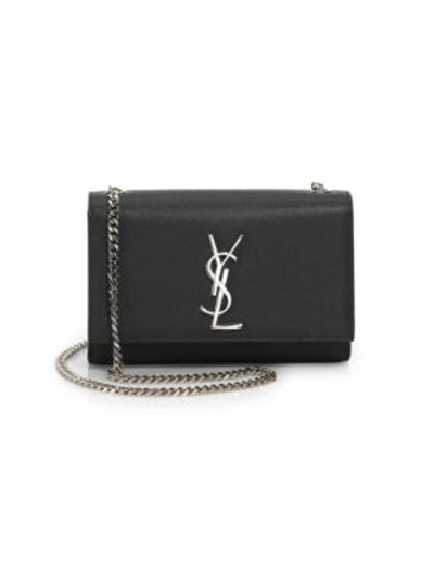 Shop Saint Laurent Small Kate Monogram Leather Chain Shoulder Bag In Black