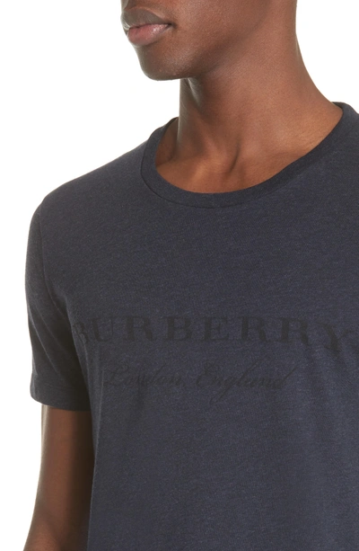 Shop Burberry Martford Logo T-shirt In Navy Melange