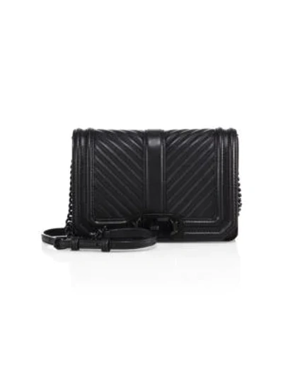 Shop Rebecca Minkoff Women's Small Love Chevron Quilted Leather Crossbody Bag In Black