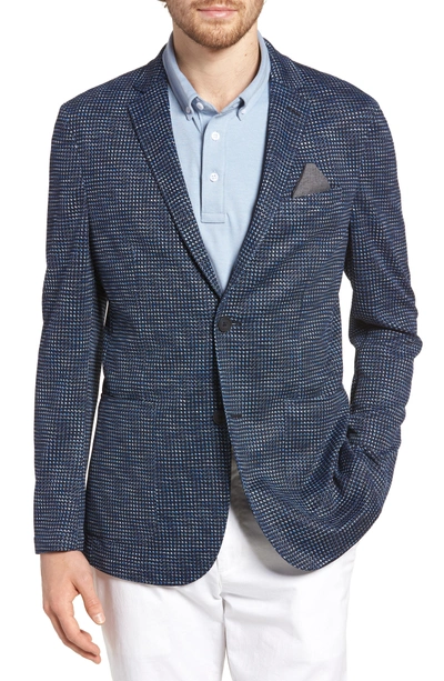 Shop Vince Camuto Houndstooth Slim Fit Performance Mesh Blazer In Navy Print