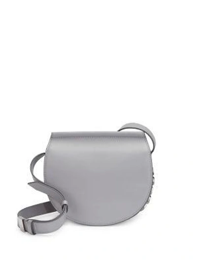 Shop Givenchy Infinity Mini Leather Saddle Bag In Pearl Grey