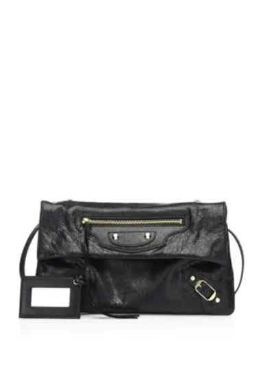Shop Balenciaga Mini Envelope Leather Crossbody Bag In Black