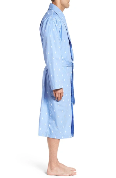 Shop Polo Ralph Lauren 'polo Player' Cotton Robe In Beach Blue